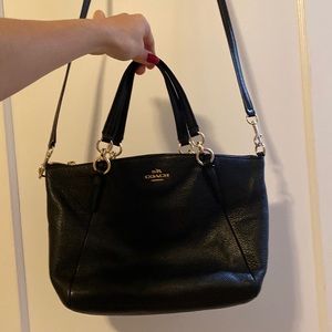 Black leather coach purse